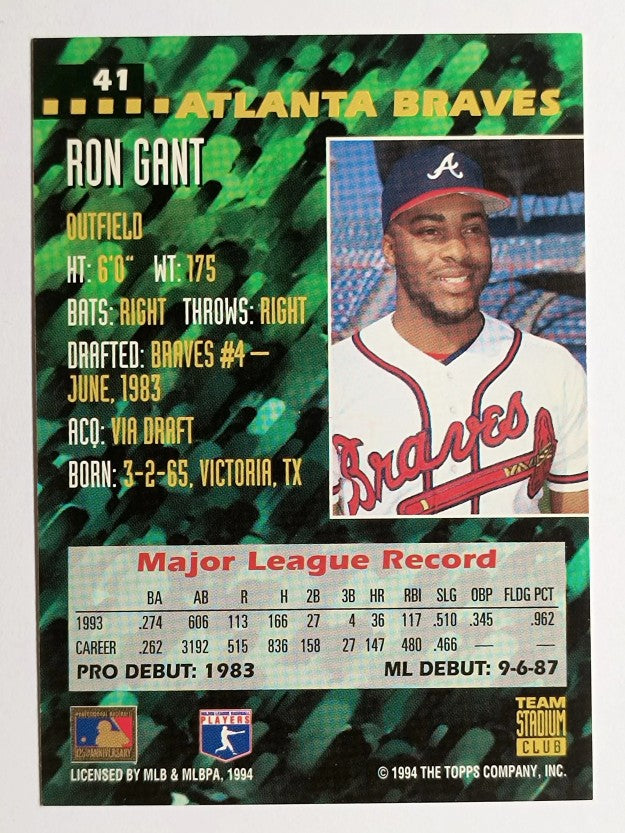 1994 Stadium Club Team #41 Ron Gant