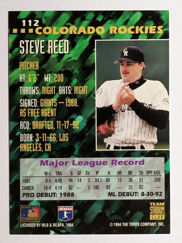 1994 Stadium Club Team #112 Steve Reed