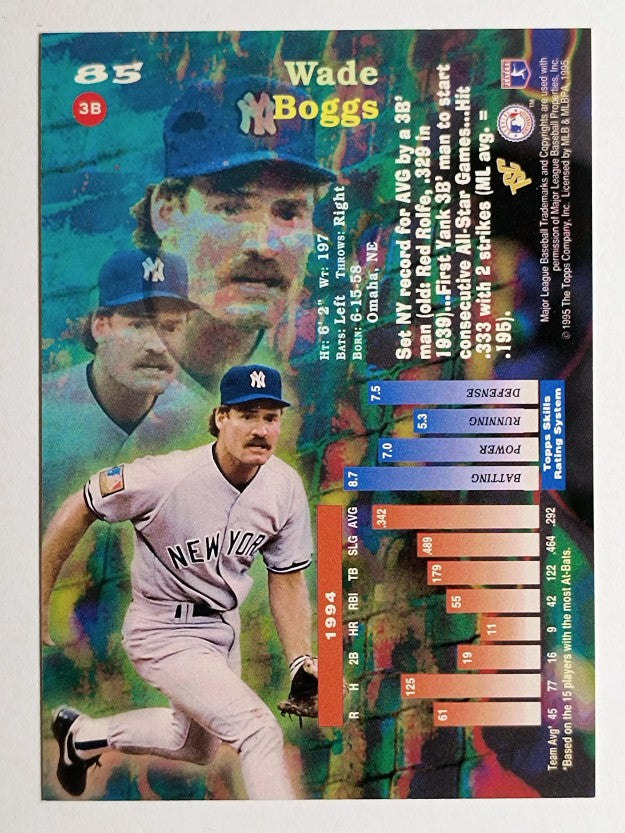 1995 Stadium Club #85 Wade Boggs