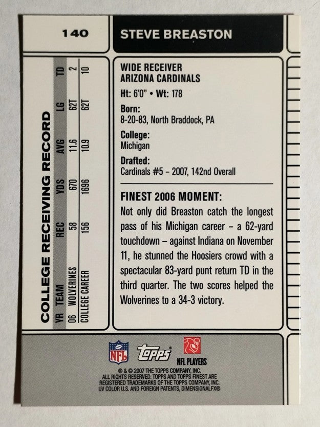 2007 Finest #140 Steve Breaston RC
