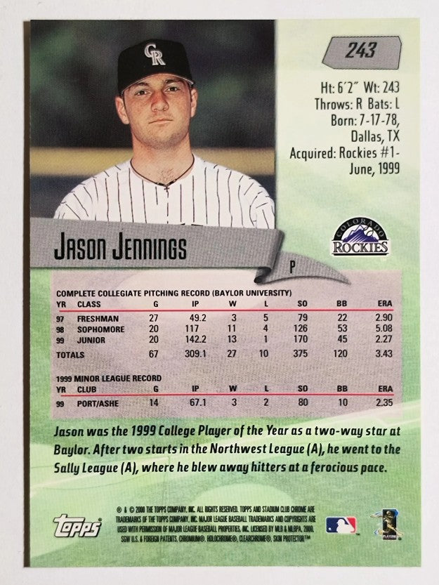2000 Stadium Club Chrome #243 Jason Jennings