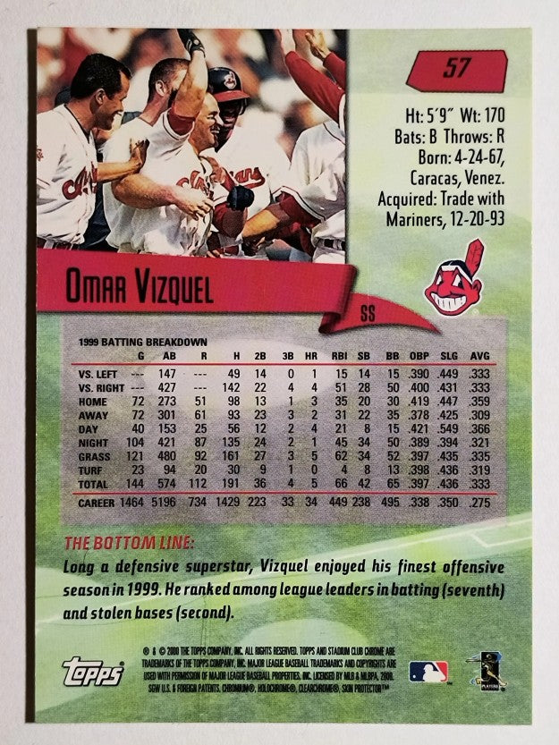 2000 Stadium Club Chrome #57 Omar Vizquel