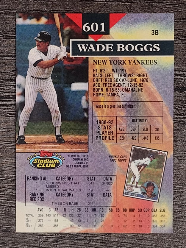 1993 Stadium Club #601 Wade Boggs