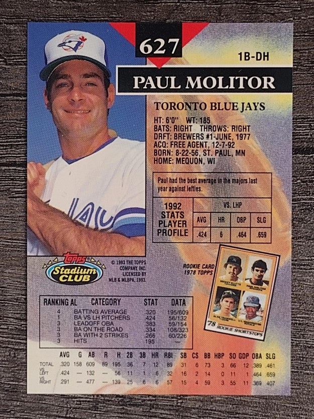 1993 Stadium Club #627 Paul Molitor
