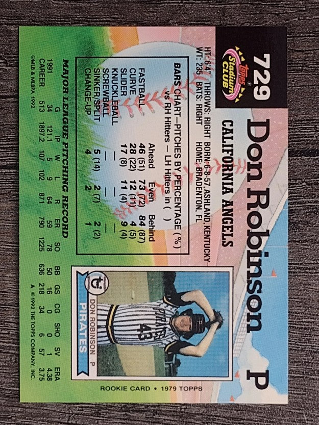 1992 Stadium Club #729 Don Robinson