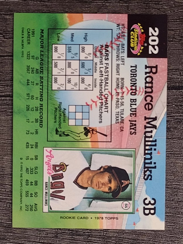 1992 Stadium Club #202 Rance Mulliniks