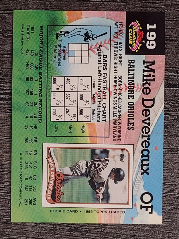 1992 Stadium Club #199 Mike Devereaux