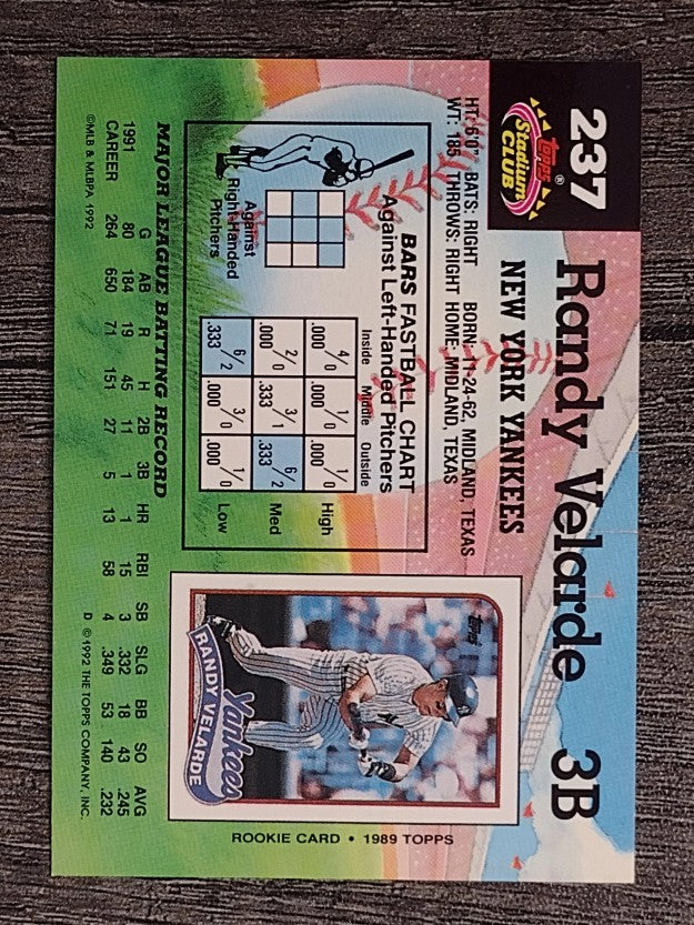 1992 Stadium Club #237 Randy Velarde