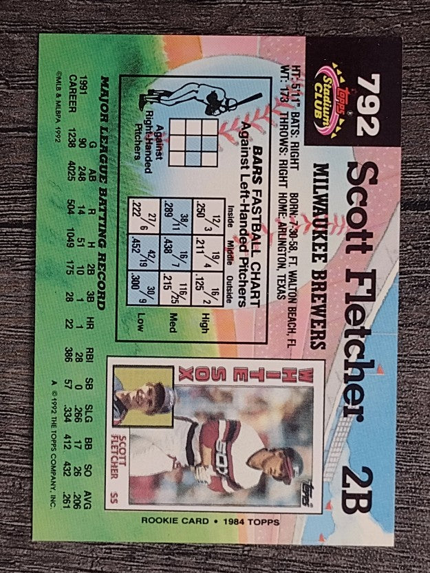 1992 Stadium Club #792 Scott Fletcher