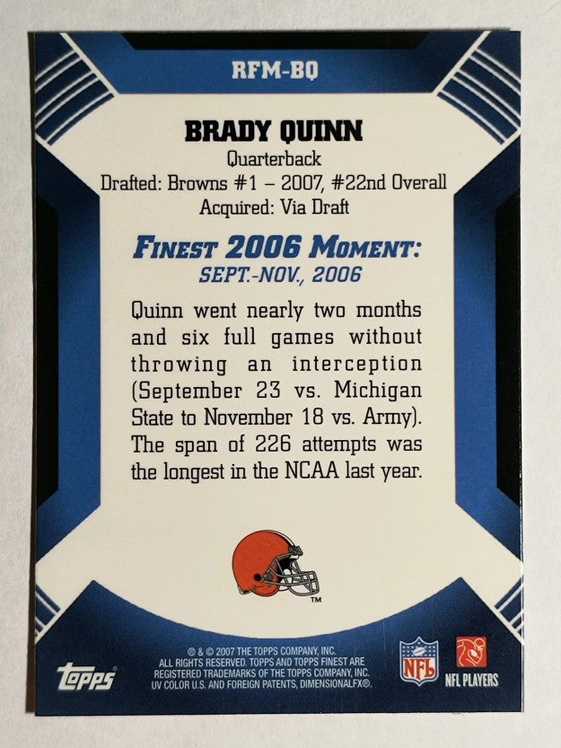 2007 Finest Moments #BQ Brady Quinn