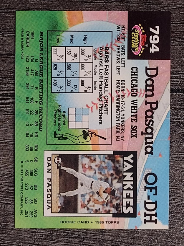 1992 Stadium Club #794 Dan Pasqua