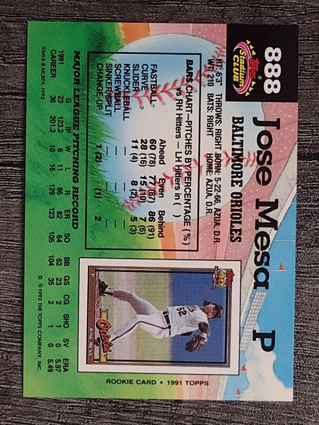 1992 Stadium Club #888 Jose Mesa