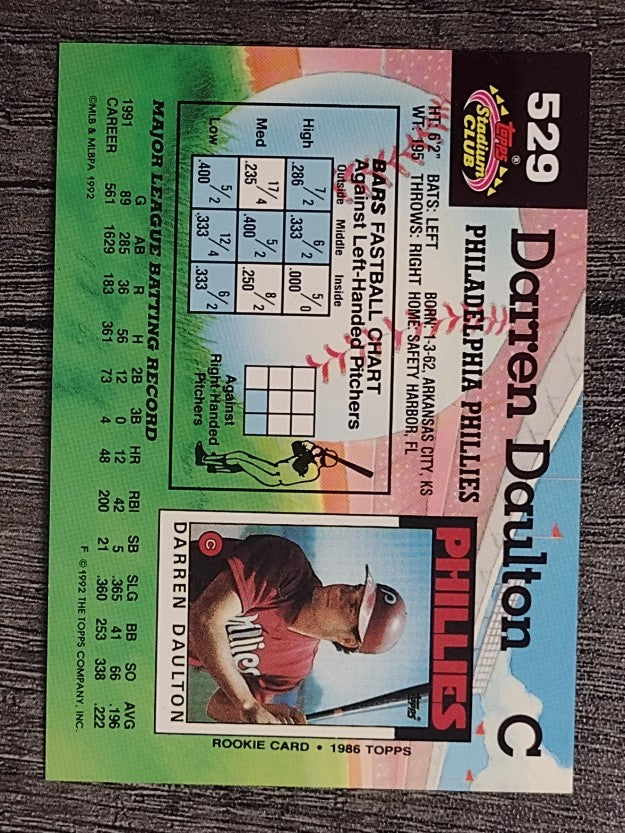 1992 Stadium Club #529 Darren Daulton