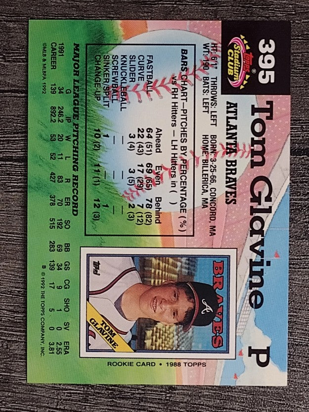 1992 Stadium Club #395 Tom Glavine