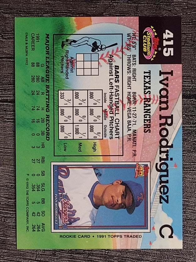 1992 Stadium Club #415 Ivan Rodriguez
