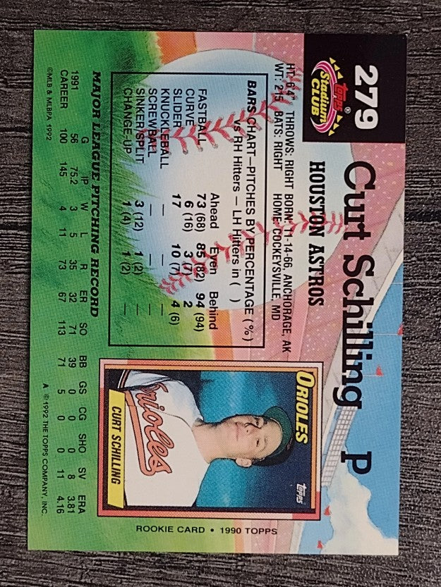1992 Stadium Club #279 Curt Schilling