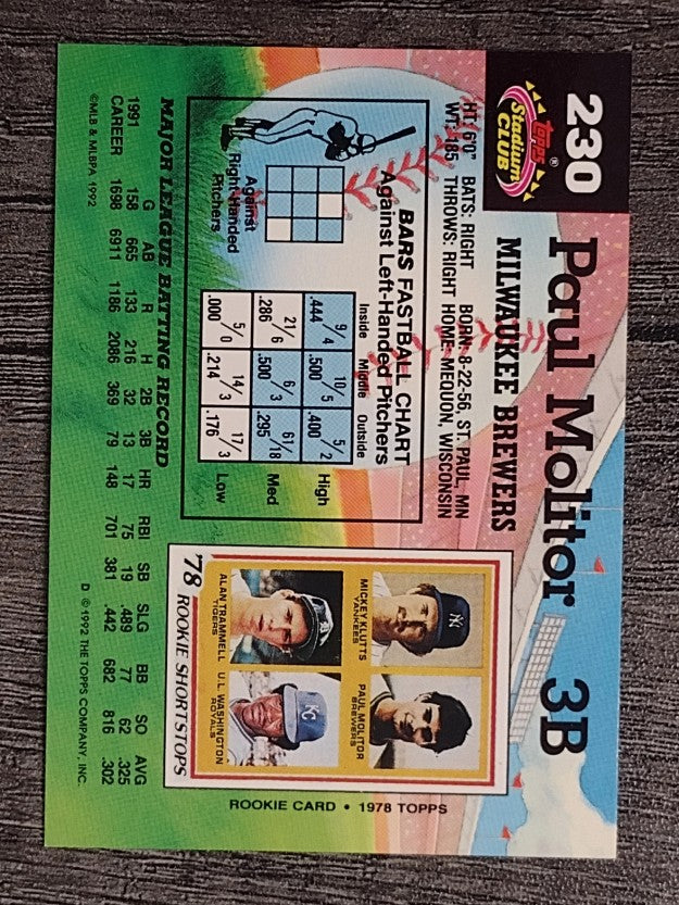 1992 Stadium Club #230 Paul Molitor