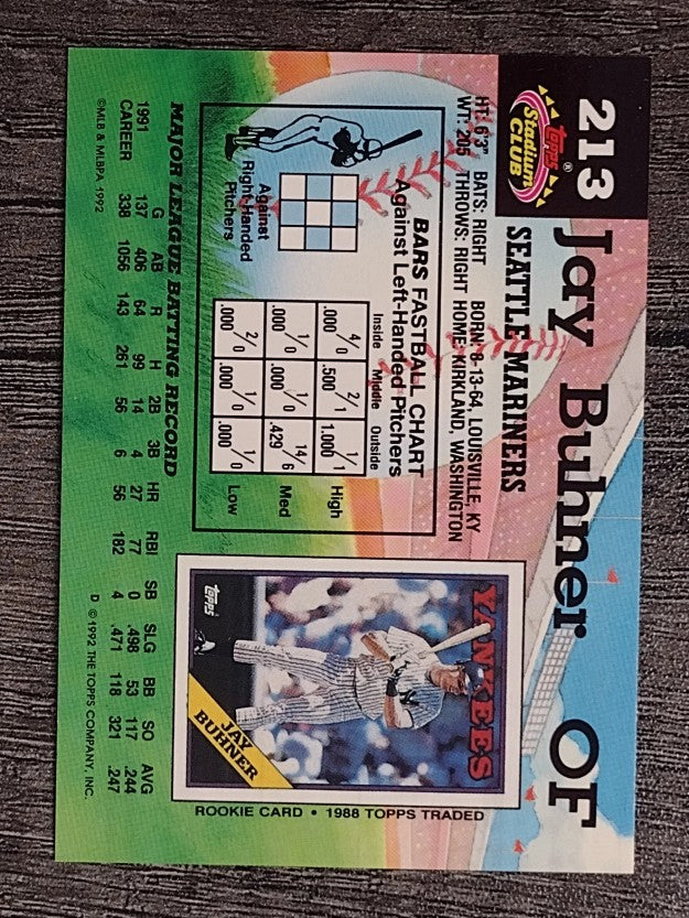 1992 Stadium Club #213 Jay Buhner