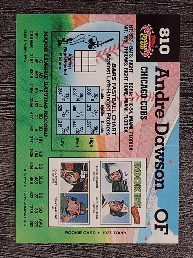 1992 Stadium Club #810 Andre Dawson