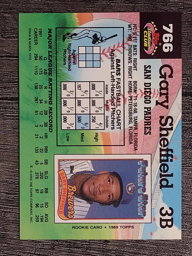 1992 Stadium Club #766 Gary Sheffield