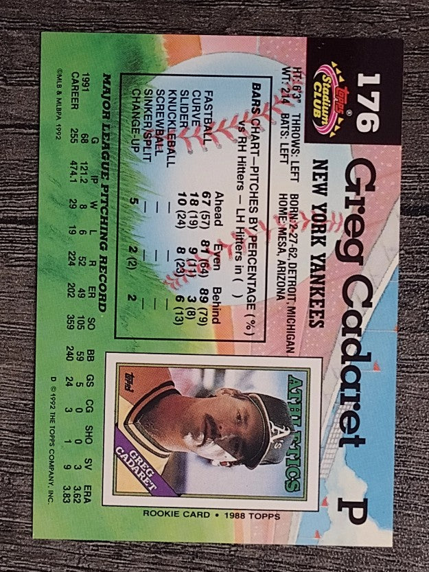 1992 Stadium Club #176 Greg Cadaret