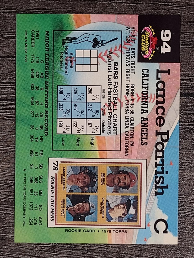 1992 Stadium Club #94 Lance Parrish