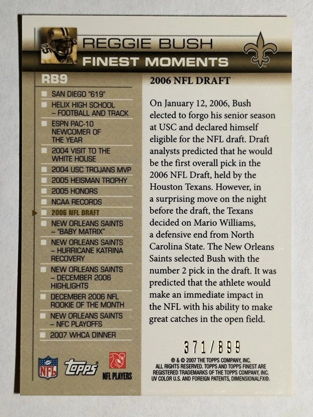 2007 Finest Reggie Bush Finest Moments #9 Reggie Bush