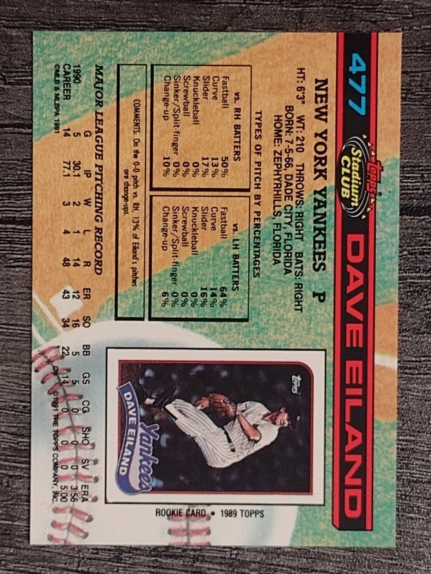 1991 Stadium Club #477 Dave Eiland