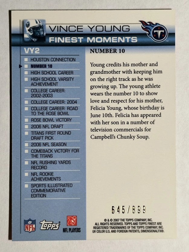 2007 Finest Vince Young Finest Moments #2 Vince Young