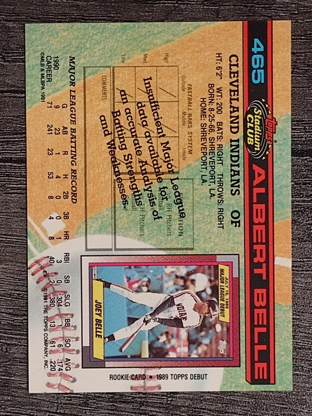 1991 Stadium Club #465 Albert Belle