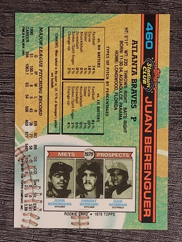 1991 Stadium Club #460 Juan Berenguer