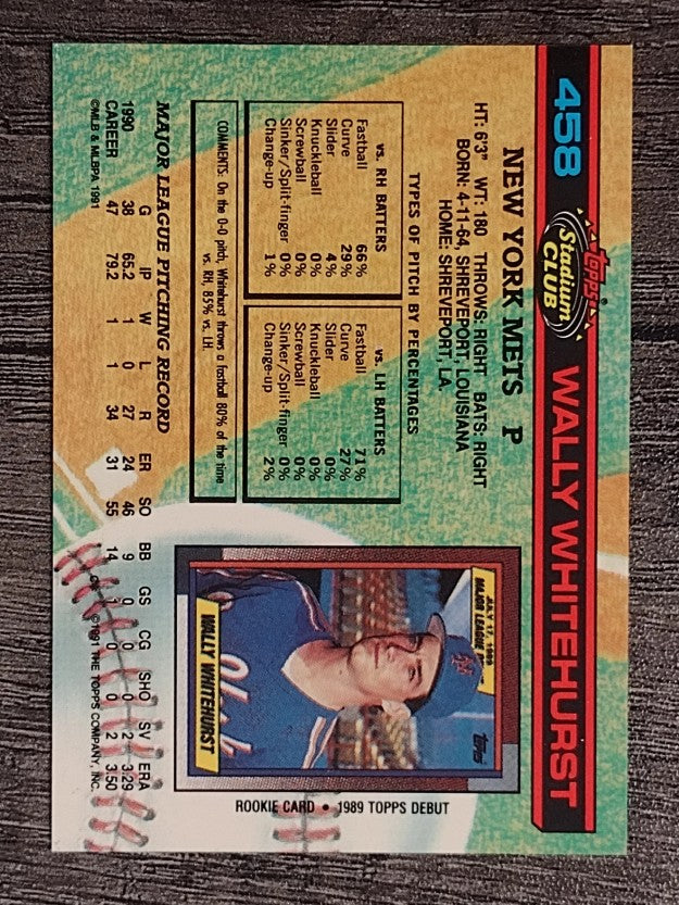 1991 Stadium Club #458 Wally Whitehurst