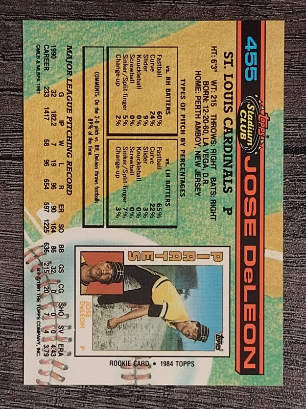 1991 Stadium Club #455 Jose DeLeon