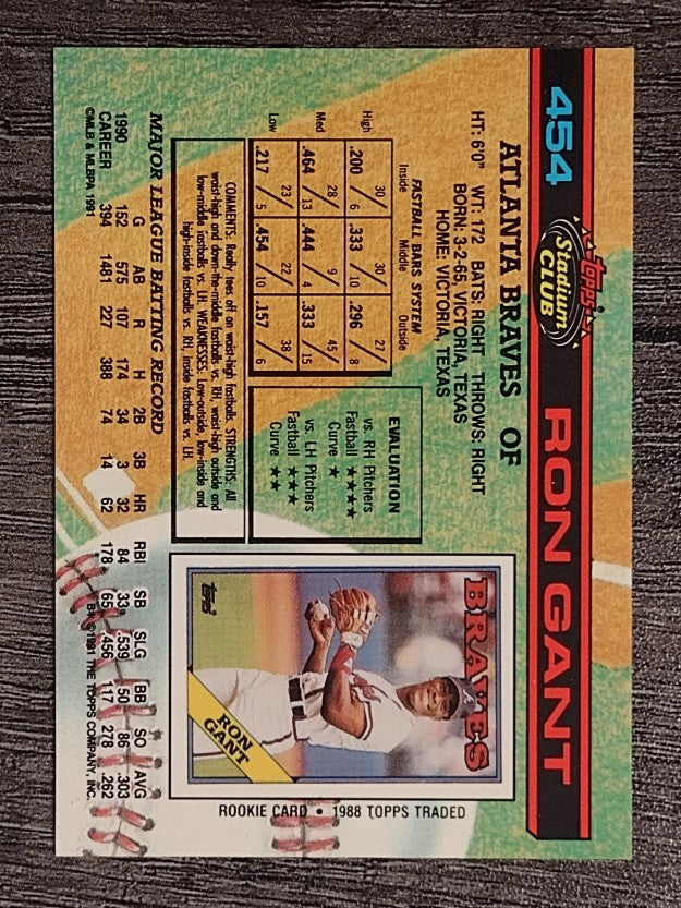 1991 Stadium Club #454 Ron Gant