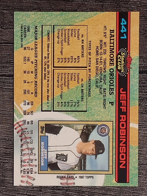 1991 Stadium Club #441 Jeff M. Robinson