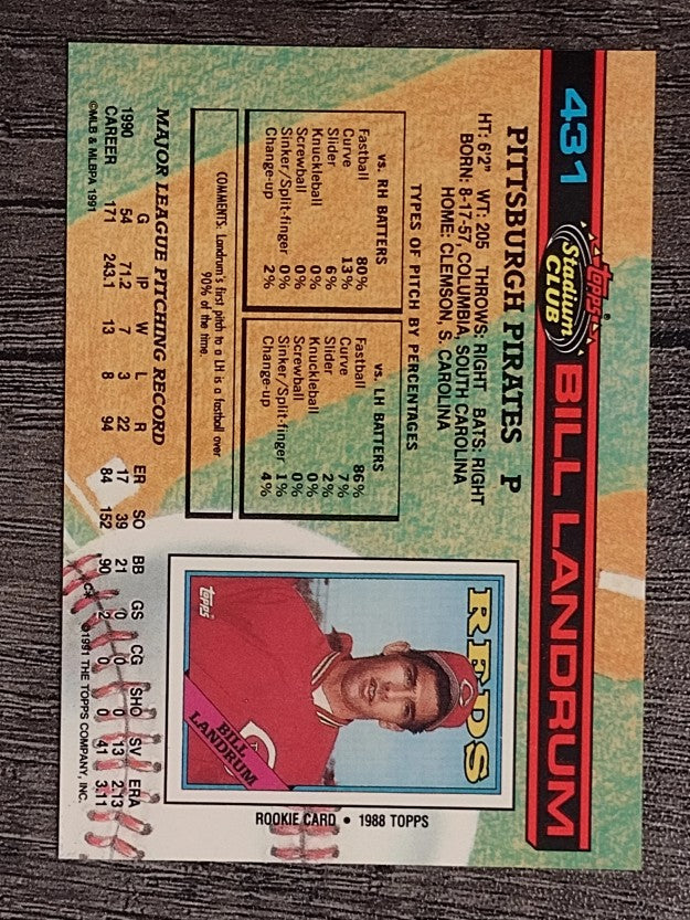 1991 Stadium Club #431 Bill Landrum