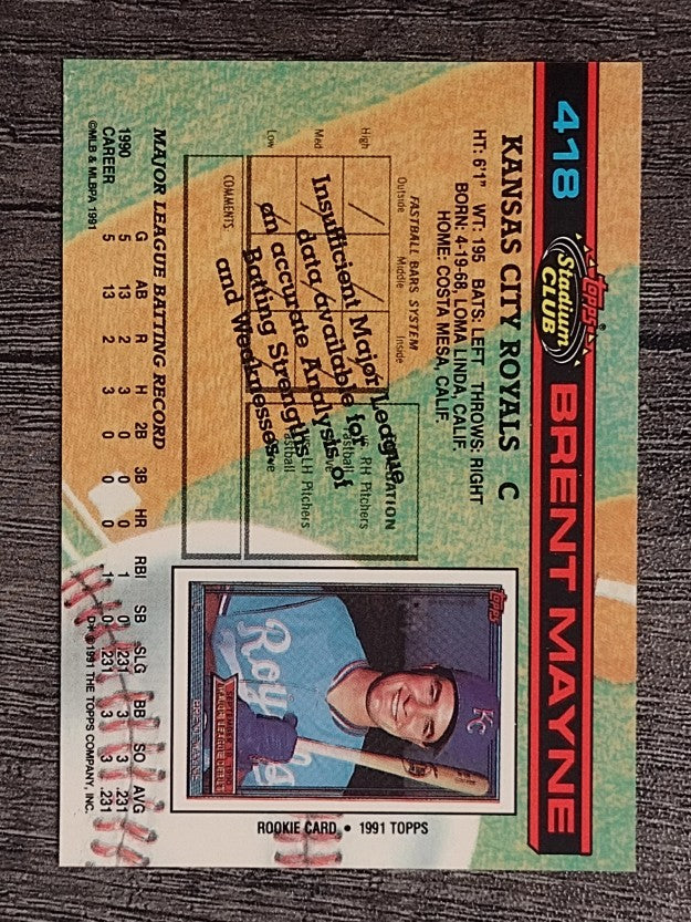 1991 Stadium Club #418 Brent Mayne