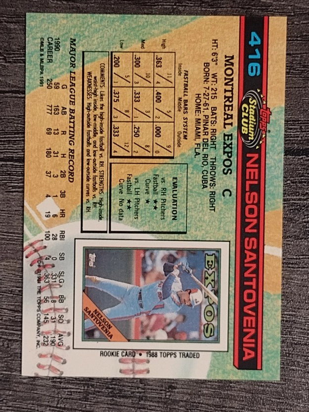 1991 Stadium Club #416 Nelson Santovenia