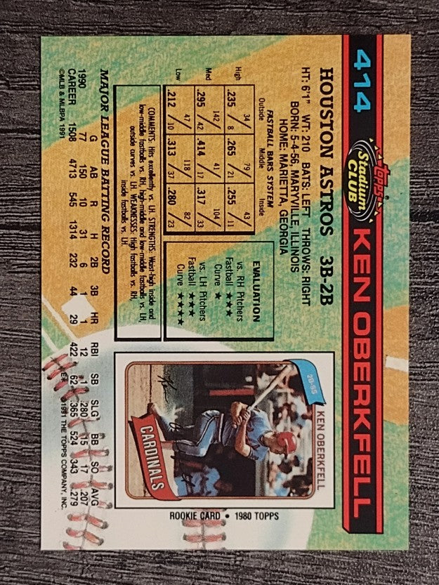 1991 Stadium Club #414 Ken Oberkfell