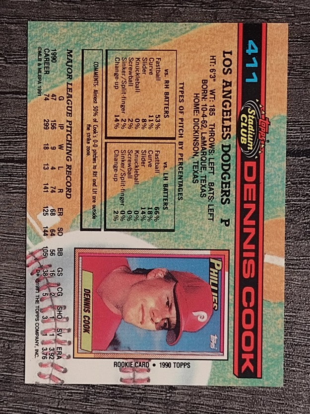 1991 Stadium Club #411 Dennis Cook