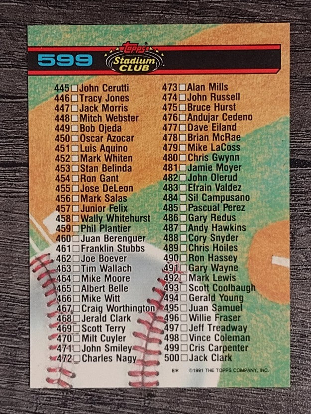 1991 Stadium Club #599 Checklist 401-500