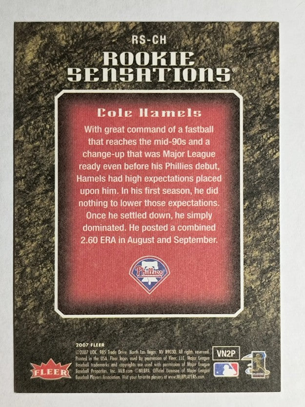 2007 Fleer Rookie Sensations #CH Cole Hamels