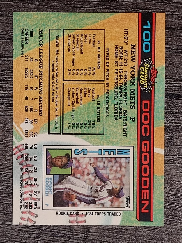 1991 Stadium Club #100 Dwight Gooden