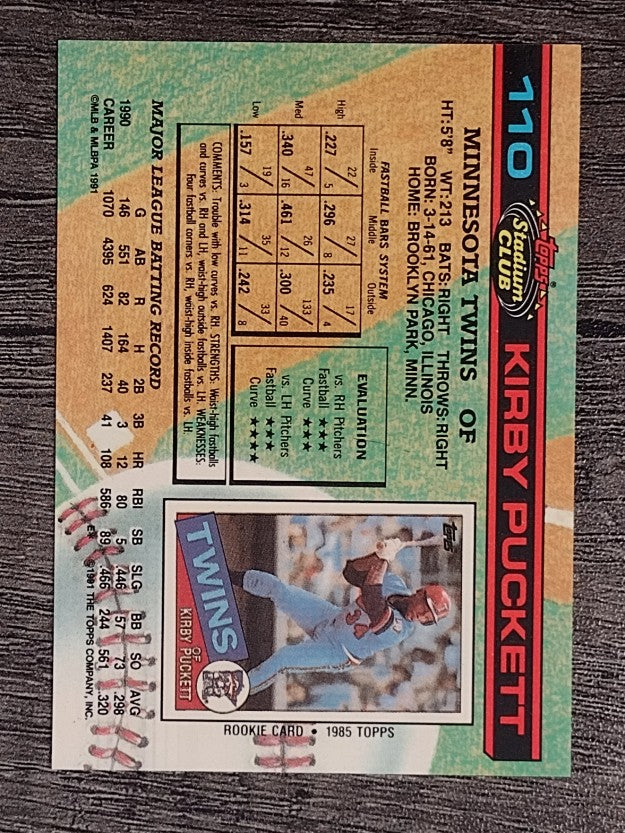 1991 Stadium Club #110 Kirby Puckett