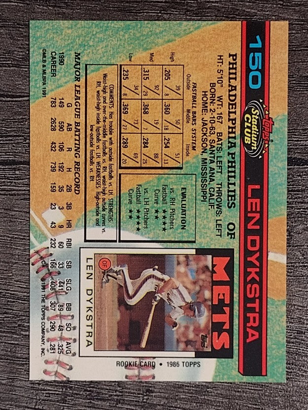 1991 Stadium Club #150 Len Dykstra