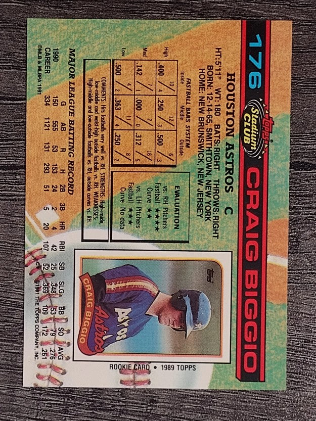 1991 Stadium Club #176 Craig Biggio