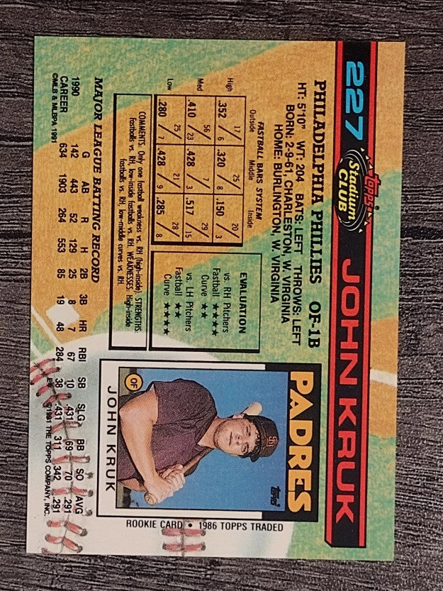 1991 Stadium Club #227 John Kruk