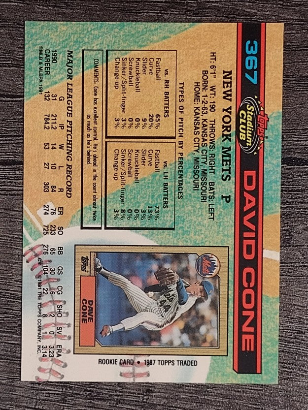 1991 Stadium Club #367 David Cone