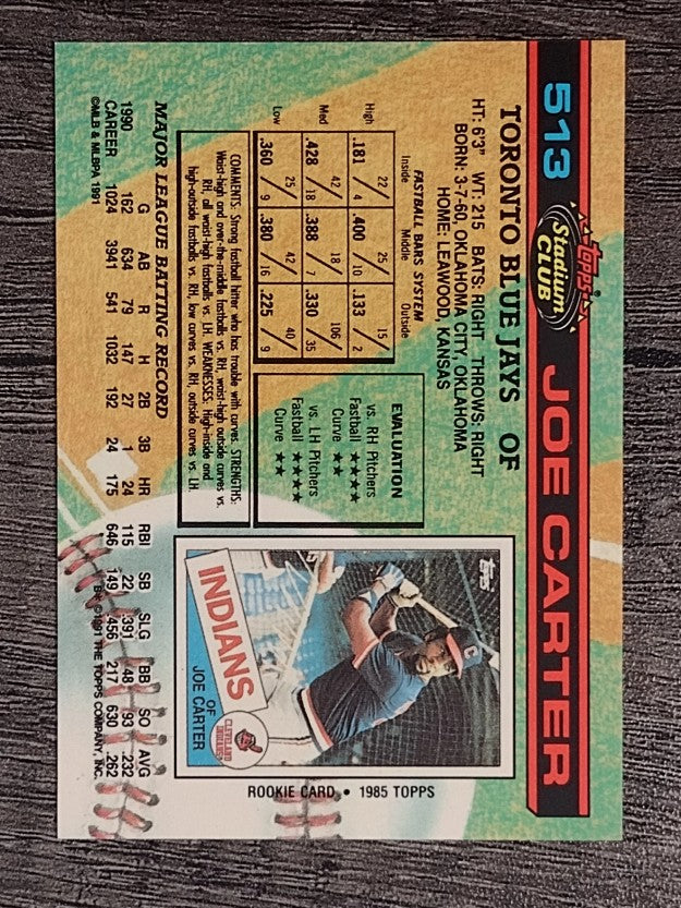 1991 Stadium Club #513 Joe Carter
