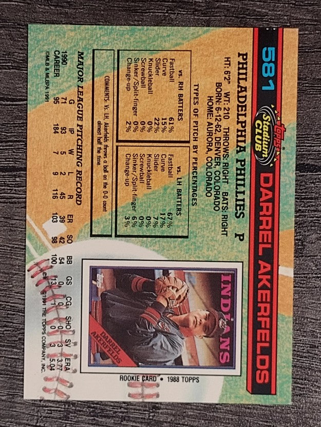 1991 Stadium Club #581 Darrel Akerfelds